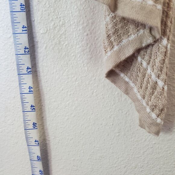 Rxb Striped Long Open Front Cardigan Long Sleeve Sweater Beige Boho Size M - Picture 14 of 14